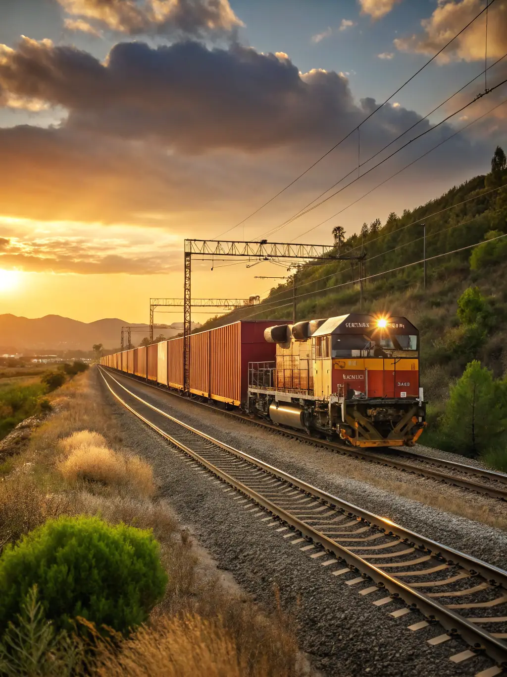A high-speed ICE train gracefully curving through the Bavarian Alps, showcasing Germany's modern rail infrastructure and stunning natural landscapes. The image should evoke a sense of adventure and efficient travel.